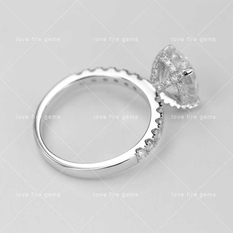 10k white gold moissanite rings jewelry women oval cut 2 carats D color VVS moissanite diamond wedding rings