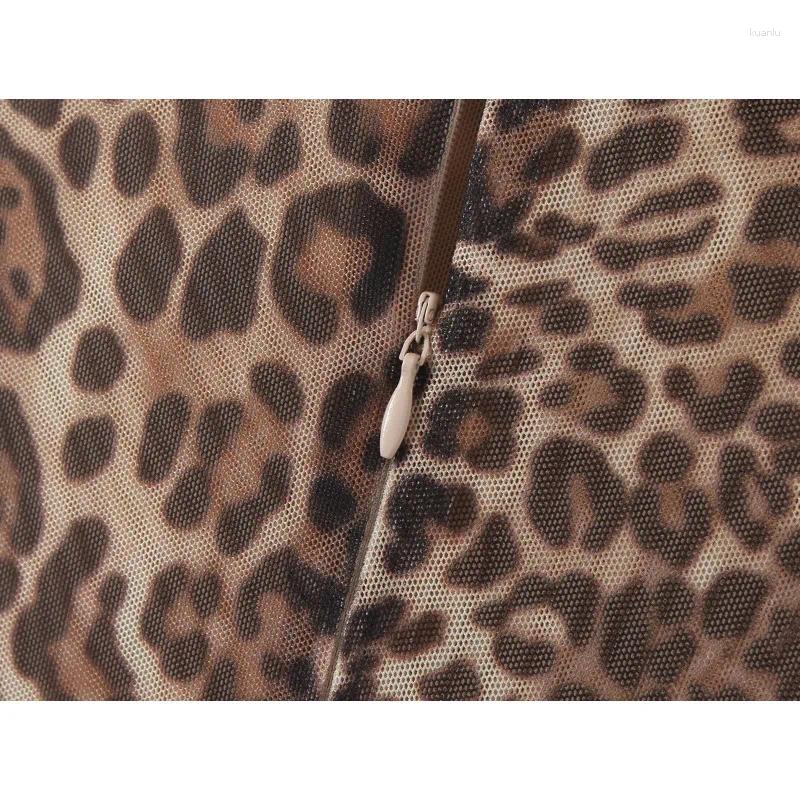 Casual Dresses Leopard Print Flower Slip Party Dress Women Sexy Hip Package Sleeveless A-line Female 2024 Summer Slim Lady Robe