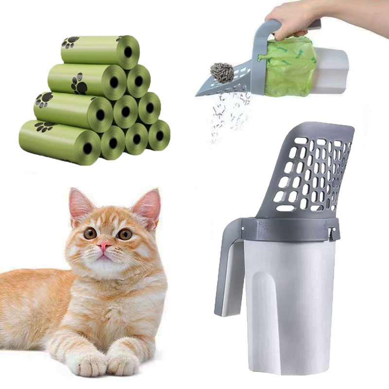 Cat Litter Shovel Scoop One-Piece Filters Removable Portable Commode Picker Cat Litter Box Cleaning Supplies Pet Accessories