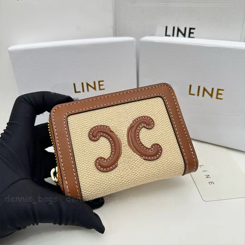 Fashion Straw Woven Leather Trim Wallet for Women, Designer Wallet Calf Leather Lining Luxury Wallet Canvas Coin Purses
