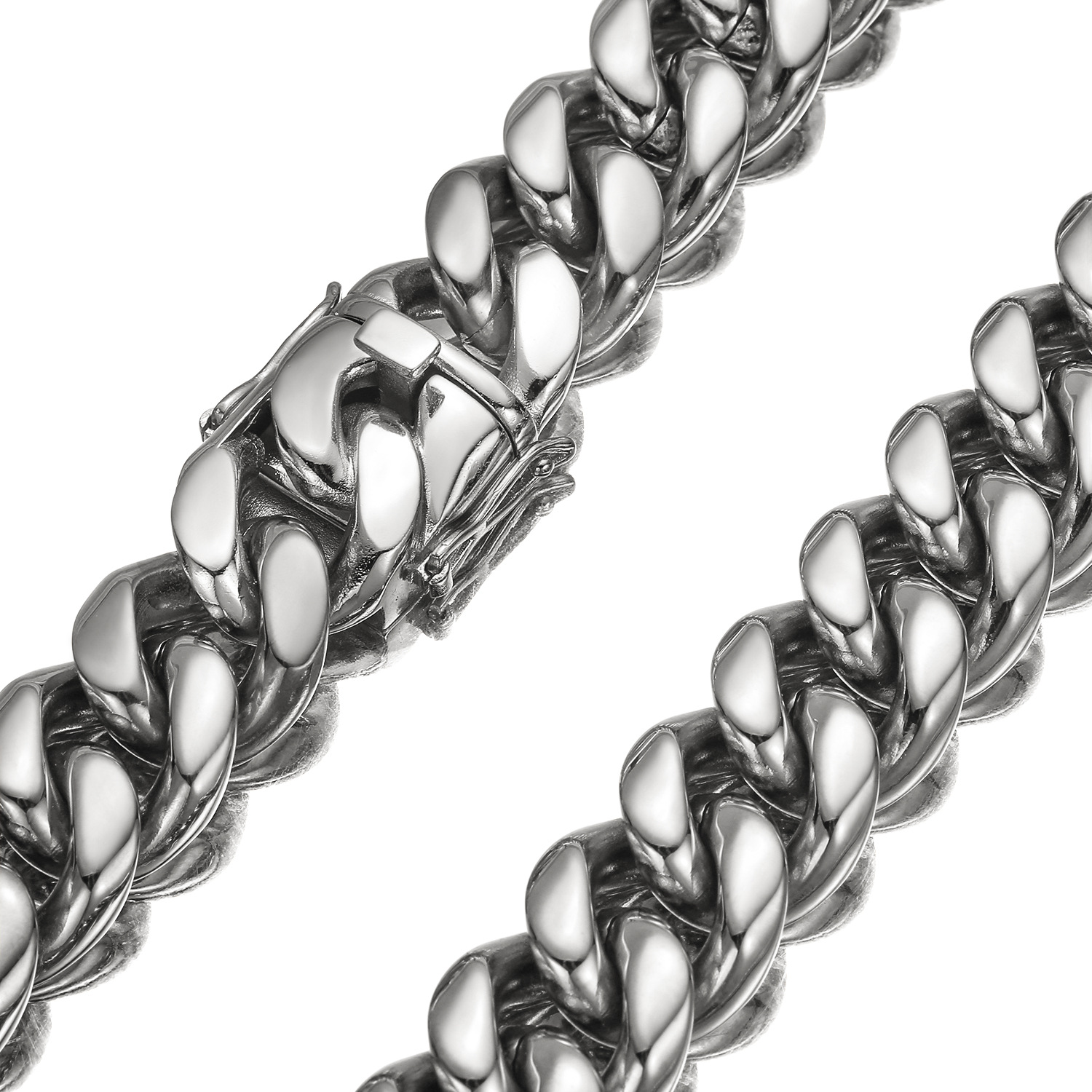 6-22mm Hip Hop Stainless Steel Miami Cuban Link Chain Necklace Silver Color Jewelry