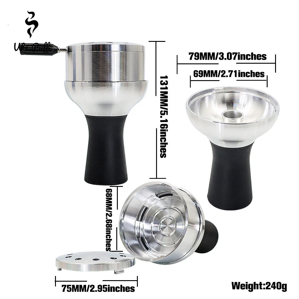 WE PUFF Arab Shisha Hookah Metal Bowl Set Charcoal Holder with Cover Heat Heat Management System Chicha for Smoking Accessories
