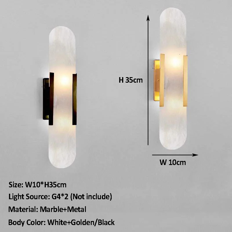 Natural Marble Sconce Light G4 Socket Wall Lamp Nordic Hardware Living Room Bedside Bedroom Bra Hotel Aisle Staircase Lighting 240529