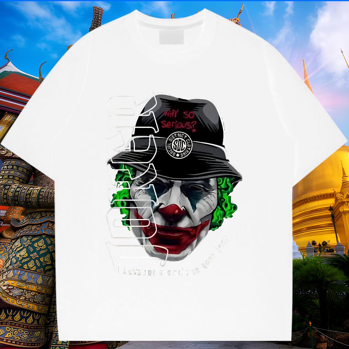 Comfortable Mens T Shirts Clown Printed Round Neck Short Sleeve Street Casual Men Tshirts Oversized Fashion Casual Tops Shirt