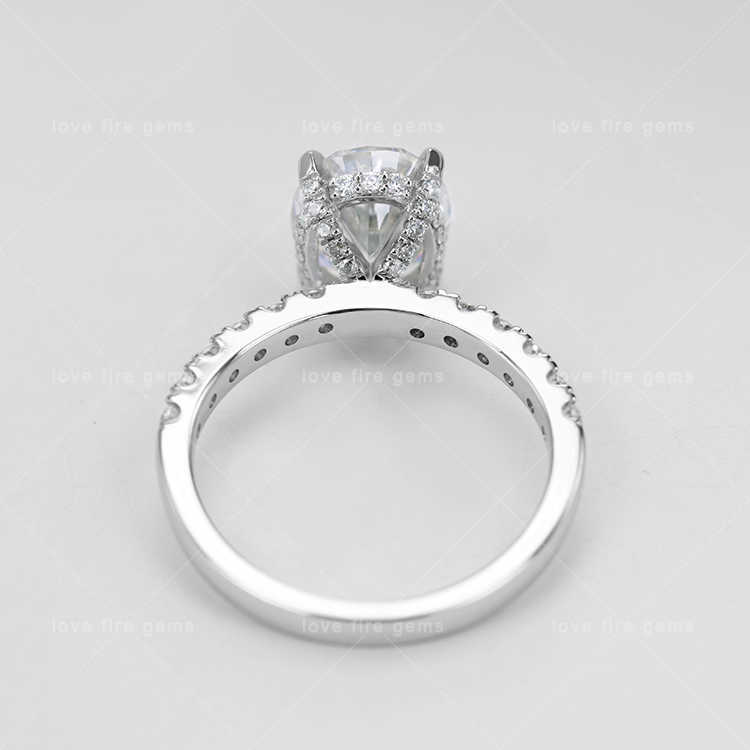 10k white gold moissanite rings jewelry women oval cut 2 carats D color VVS moissanite diamond wedding rings