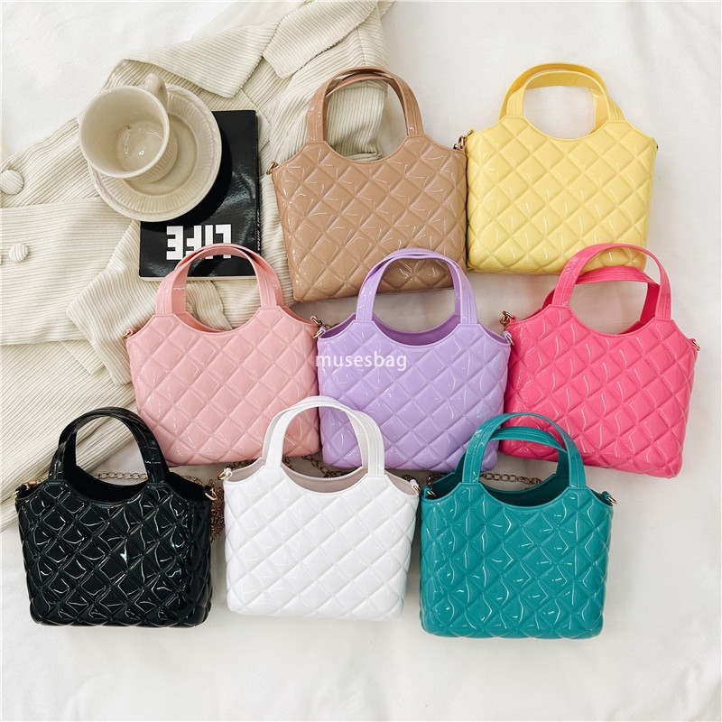 High quality jelly bag for women's summer portable mini bag makeup bag hand held diamond grid beach bag diagonal cross women's bag