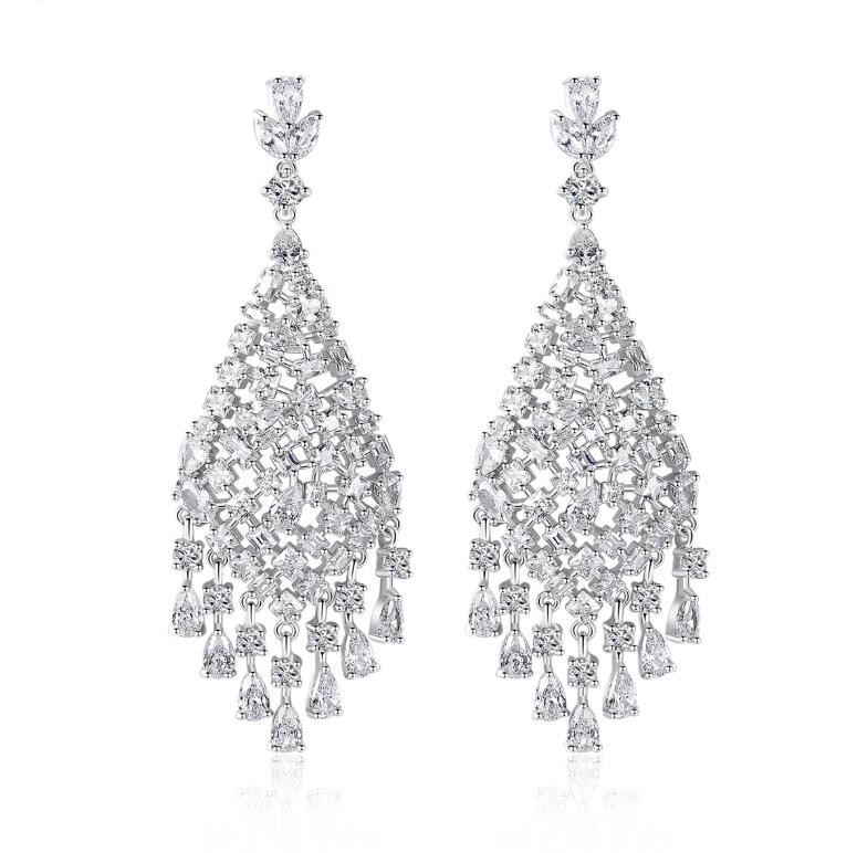 Stunning 2024 Drop Ship Wedding Jewelry Set Multi Style 925 Sterling Silver White 5A Cubic Zircon Dangle Earrings Party Women CLavicle Necklace For Lo