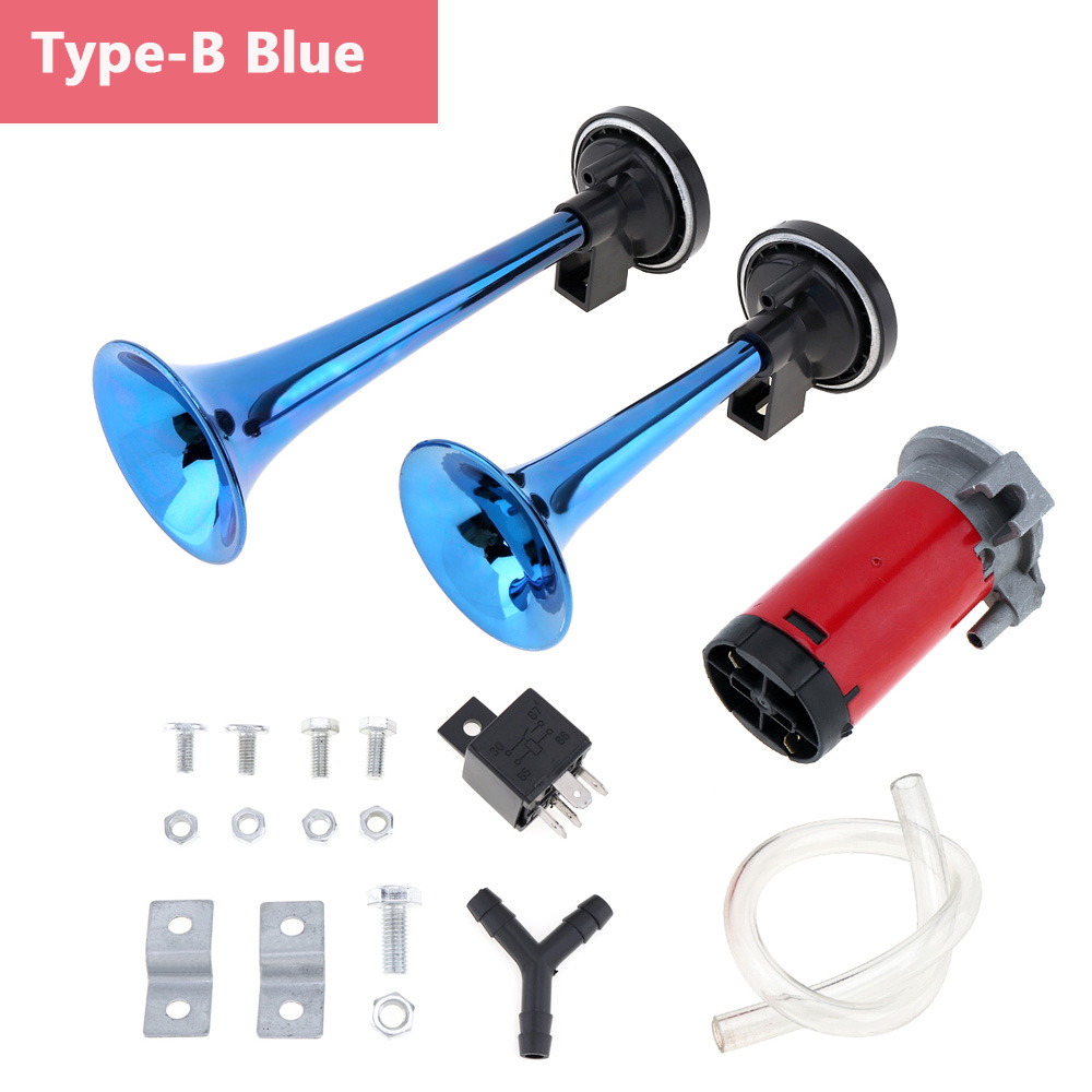 12V 178dB Super Loud Auto Car Dual Tone Air Horn Set with 12V Trumpet Compressor for Motorcycle Car Boat Truck Vehicle Car Horn 60669
