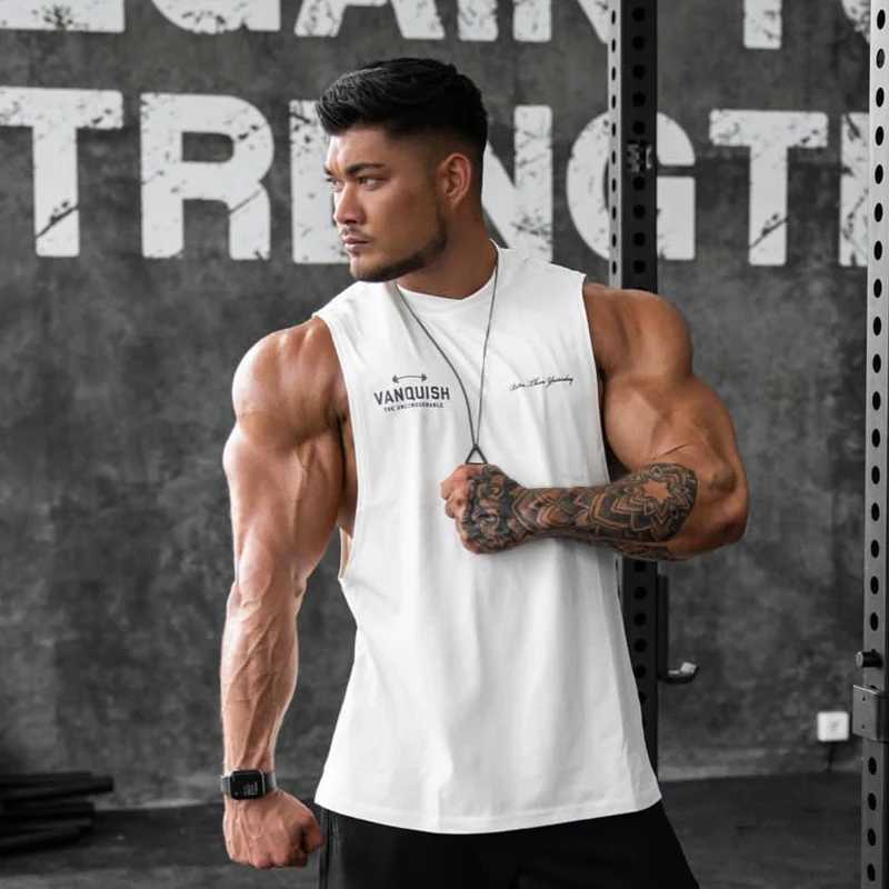 Men's Tank Tops Mens retro sleeveless T-shirt new summer gym sports fitness cotton round neck vest casual fashion mens clothing Y240522