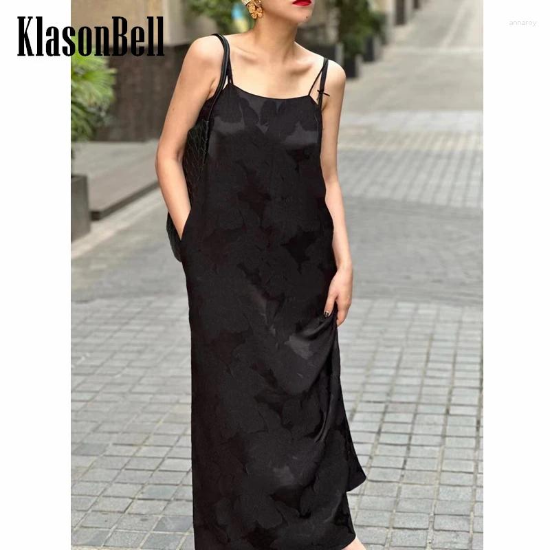 Casual Dresses 5.13 KlasonBell Silk Jacquard Spaghetti Strap Dress Fit Women Simple Comfortable Breathable Versatile Back Split