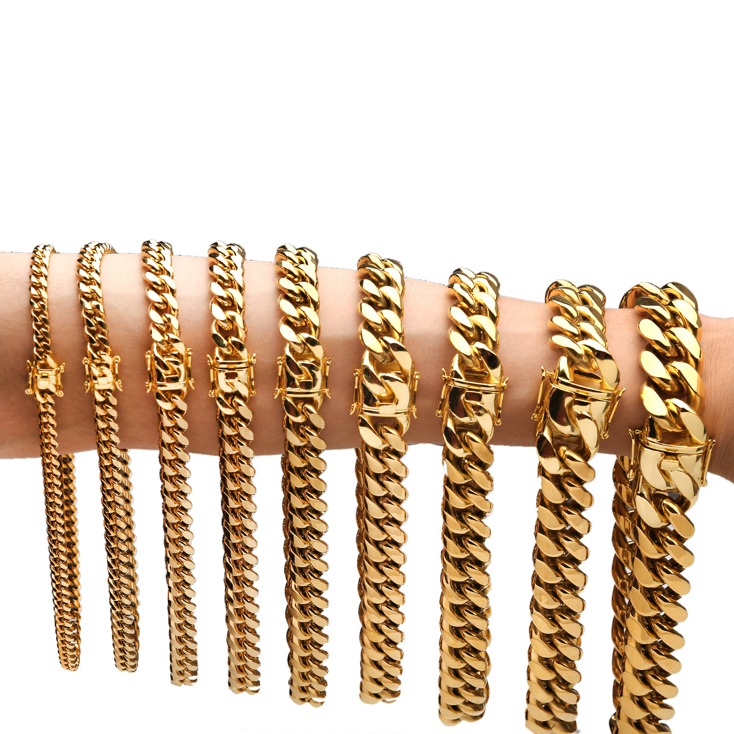 6-22mm Mens Hip Hop 316L Stainless Steel Miami Cuban Link Chain Necklace Jewelry