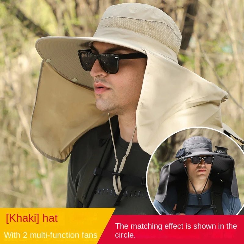 Sombrero Hat Summer Men Outdoor Fan Cap multi-purpose Rechargeable Big Wind Power Hat Big Brim Mountaineering Fisherman Hat Big 240528