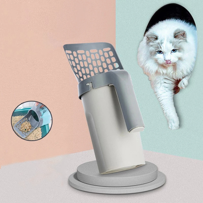 Cat Litter Shovel Scoop One-Piece Filters Removable Portable Commode Picker Cat Litter Box Cleaning Supplies Pet Accessories