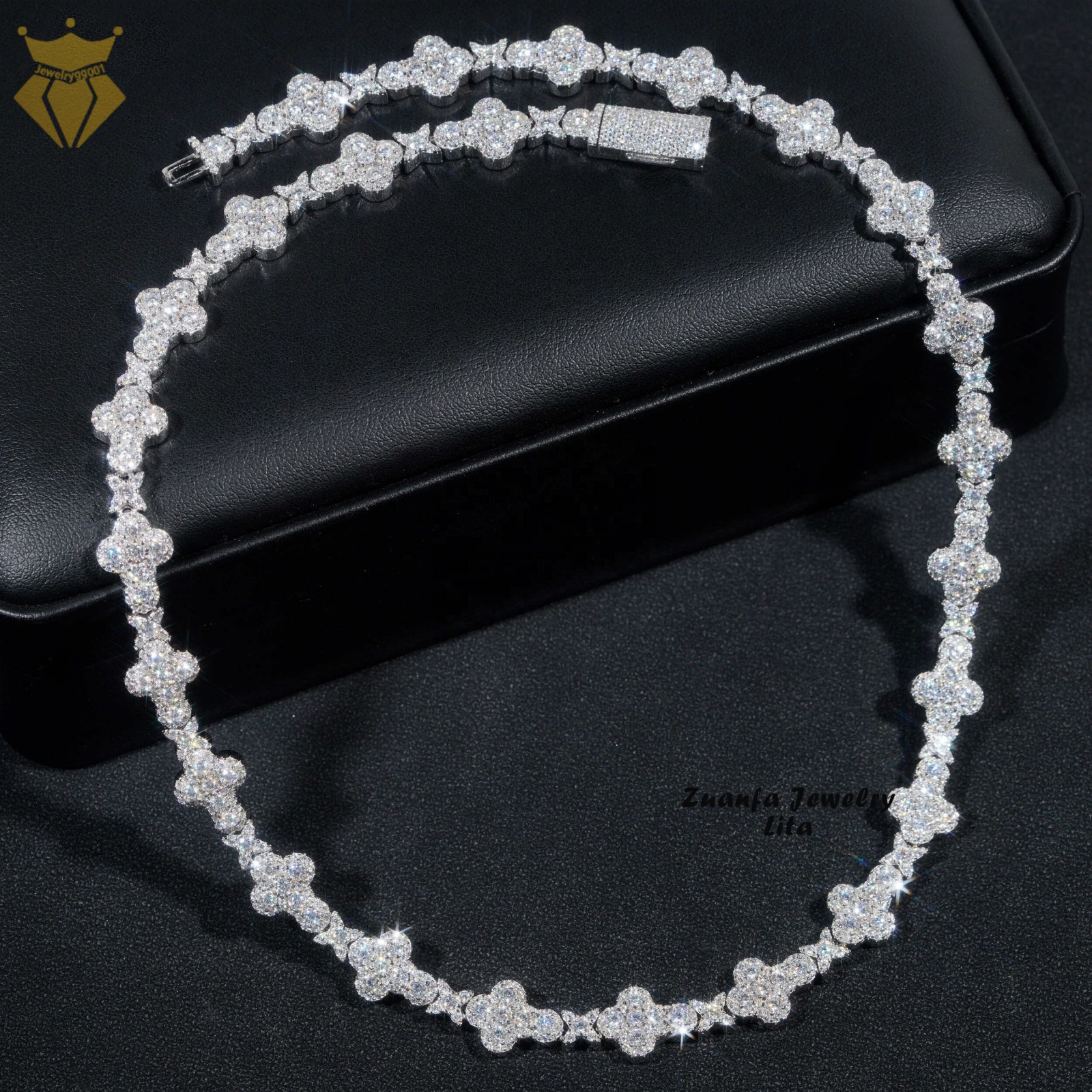 moissanite chain necklace Tennis Necklace Moissanite Diamond Sterling Sier 10mm Cross Star Men and women Cuban Link Chain