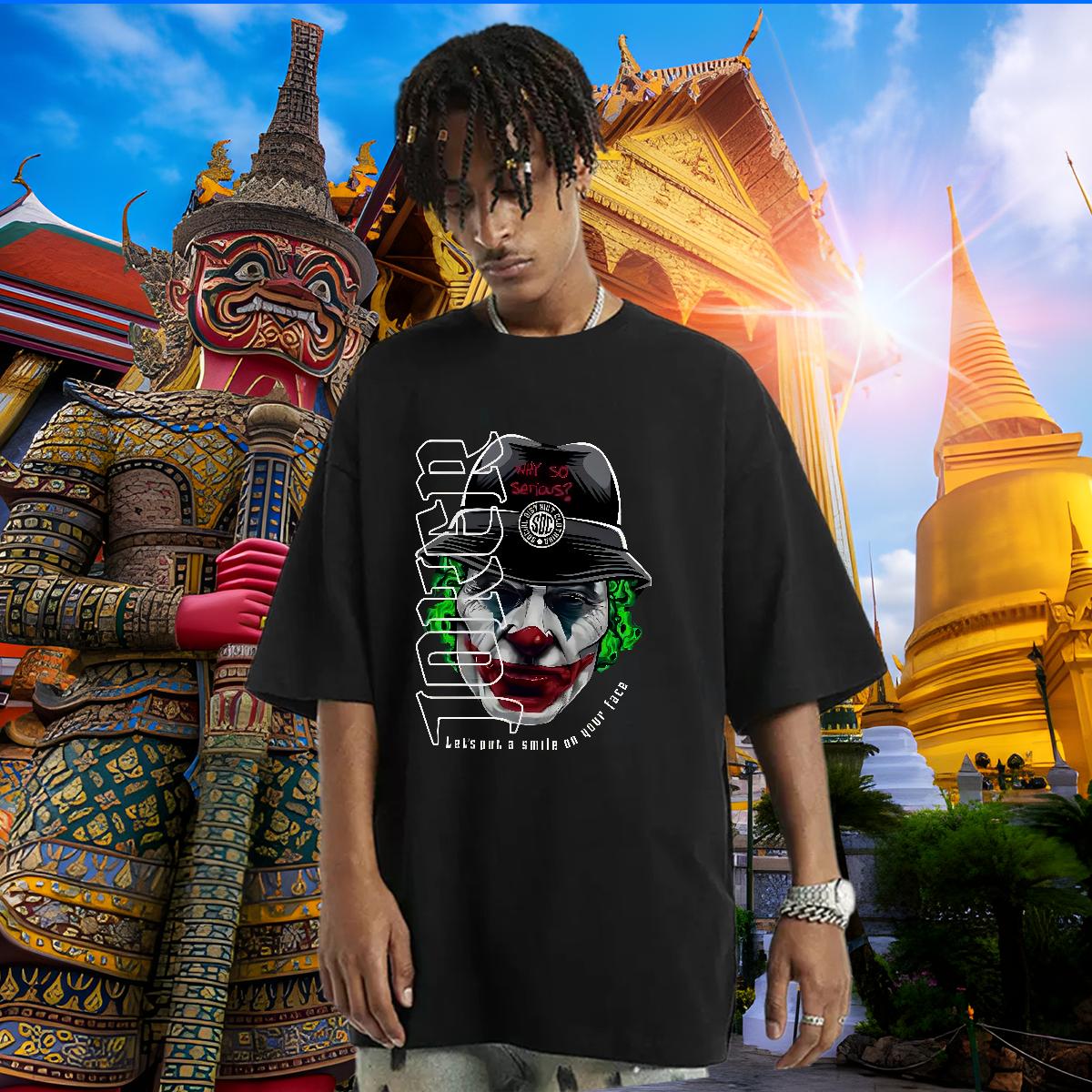 Comfortable Mens T Shirts Clown Printed Round Neck Short Sleeve Street Casual Men Tshirts Oversized Fashion Casual Tops Shirt