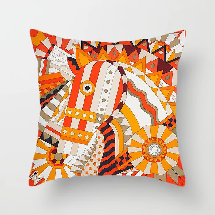H Horse Pillow Cover Orange Luxury Decorative Pillow Case Decor Home Sofa Bed Couch Home Decor Modern Pillowcases for Pillow