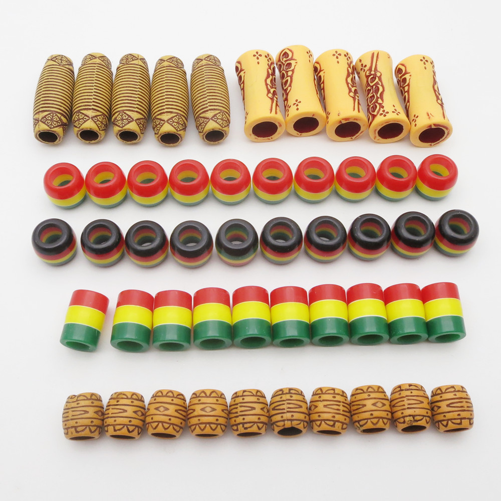 50Pcs Mix African Styles Braids Jamaican Rasta hair braid dread dreadlock Beads rings for men women kids hair accessorie