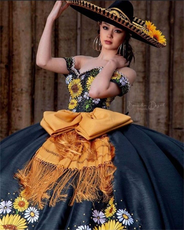 Charro Black Ball Gown Quinceanera Dresses Suower Embroidery Off The Shoulder Satin Long Sweet 16 Dress Beaded Mexican Vestido De 15 Anos 2024 0220
