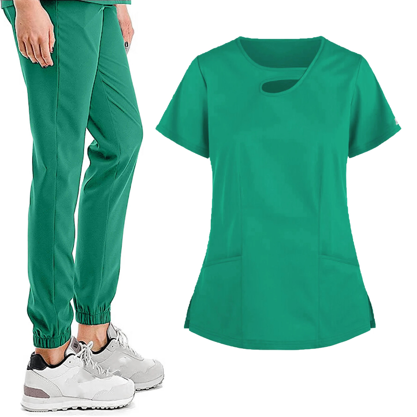 Multicolor Scrubs Uniform Short Sleeve TopsPants Nursing Uniform Women Pet Shop Doctor Scrub Surgery Workwear Scrub Set 240513
