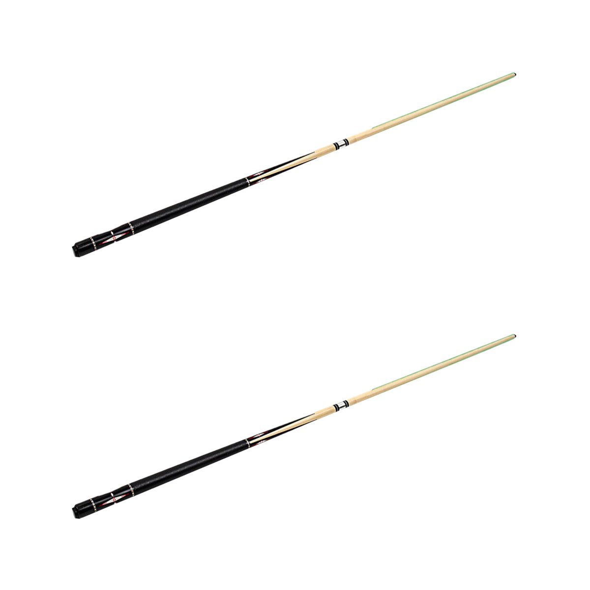 2pcs Wood Pool Cue Billiard House Bar Printing Pool Cue Sticks Billiard Accessory for Practice (Random Color)