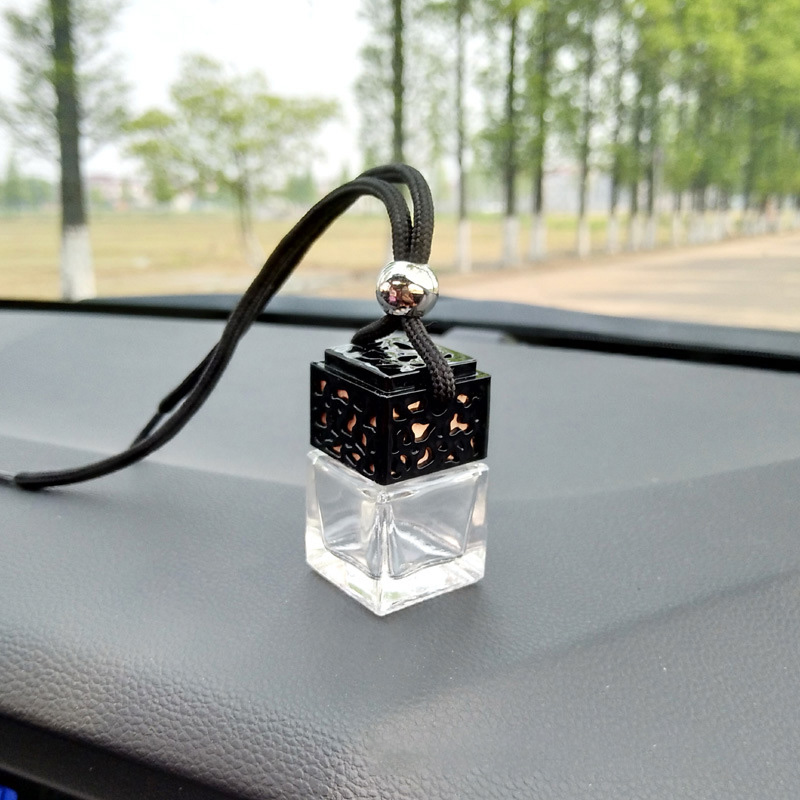 Car Perfume Hanging Square Glass 8ML Empty Diffuser Bottle - Pendant Style for Auto Fragrance Lightweight Design S25716