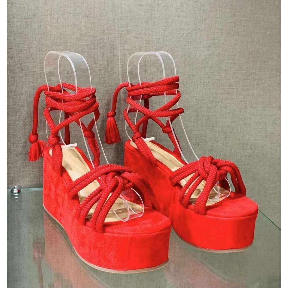 Strappy New Wedge Fashion Round Cross Tied Open Toe Women Platform Sandals Zapatos De Mujer Ddmysaturn