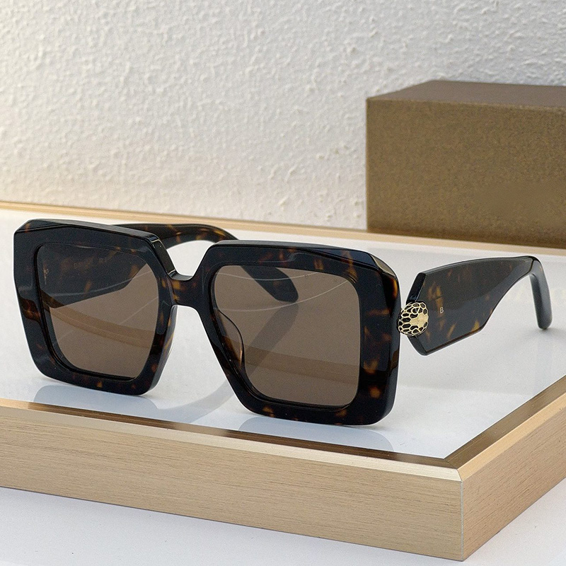 SERPENTI Sunglasses BV40006I Deep Havana Extra Large Rectangular Plate Frame with Brown Gradient Lenses Luxury Neutral Summer Fashion Sunglasses