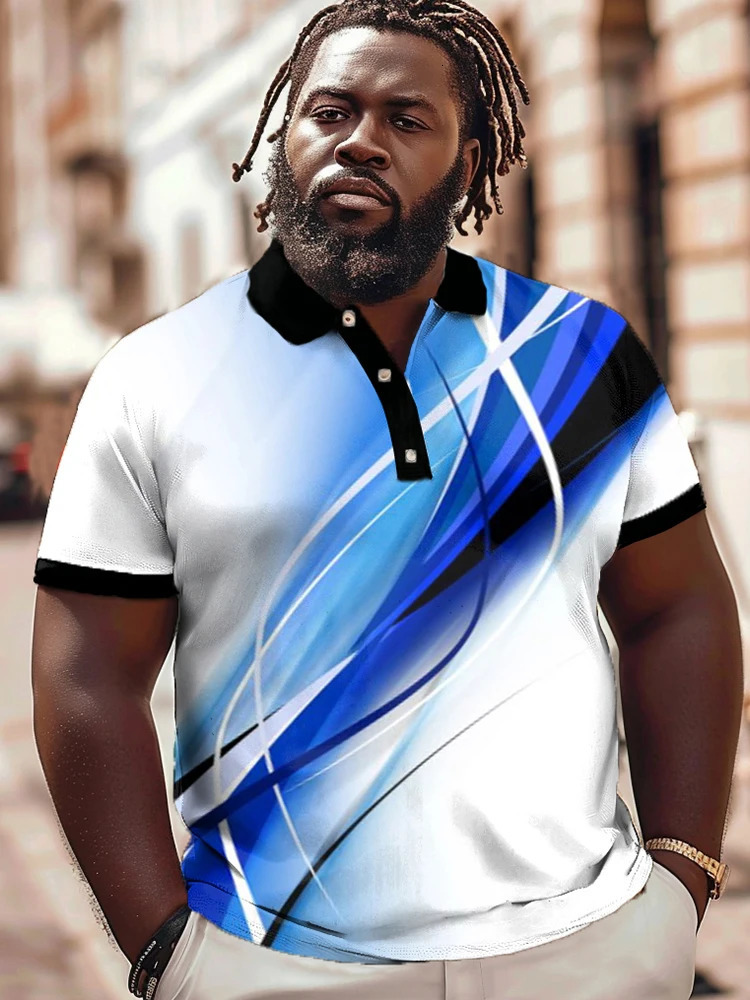 ZOOY L9XL Mens Plus Size Chest 202cm Summer Personalized Plaid Pattern Short sleeved Polo Shirt Tshirt 240529