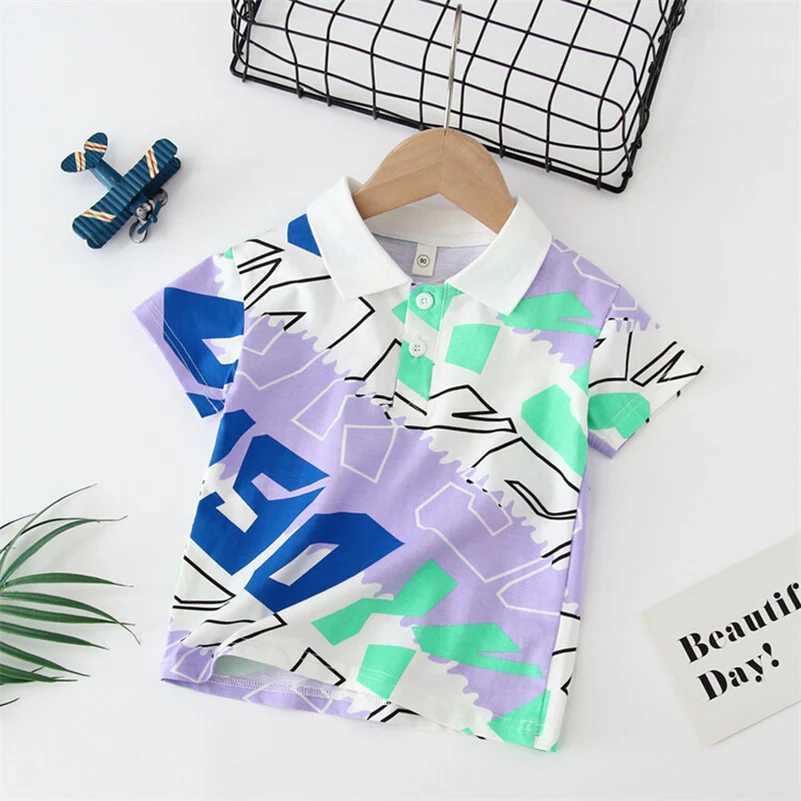 Polos Polos Summer Boys 2024 Fashionab Casual Sweat Absorbent Tri Color Twill Printed tters/POLO Shirts/2-7 Years Old WX5.29