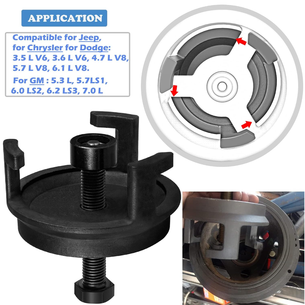 For GM LS Harmonic Balancer Puller 25264 Crank Pulley Puller Automotive Replacement Engine Quickly Removes Harmonic Balancers