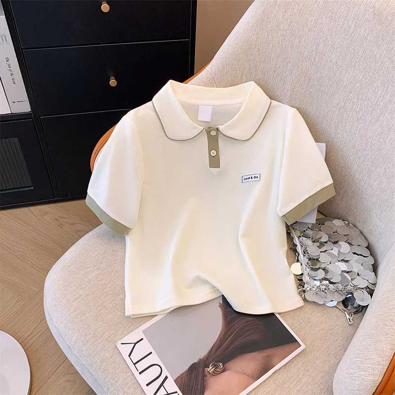 Polos Polos Classic Polo Girl Summer Short Seven Piece Polo Shirt Childrens Clothing Fashion Baby Girl Cotton T-shirt Sportswear 7-14y WX5.29