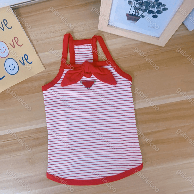 Designer Pet Strap Red Green Yellow Stripe INS Summer Breathable Classic Decorative Clothing corgi Dog Cat Sweet Vest Dress XS-XXL
