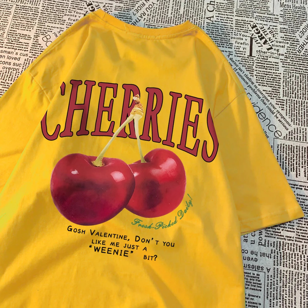 Cherries Cosh Valentine Men Women T Shirts Summer Cotton Casual Wear Crewneck Tee Clothes Loose Couple TShirt 240513