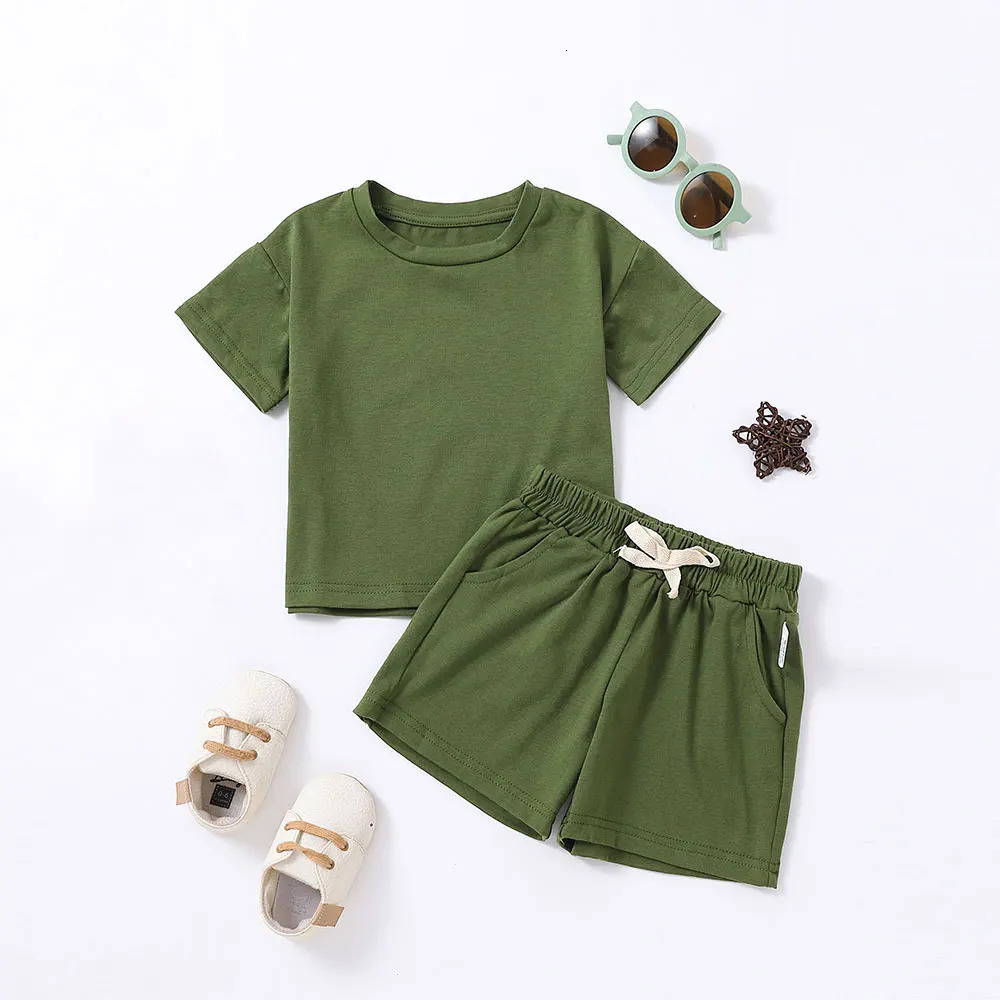 Summer 2pcs Kids Clothes Sets Children Sports Style Tracksuits Tshirts and Shorts Boy Girl Outfits Suits 240530