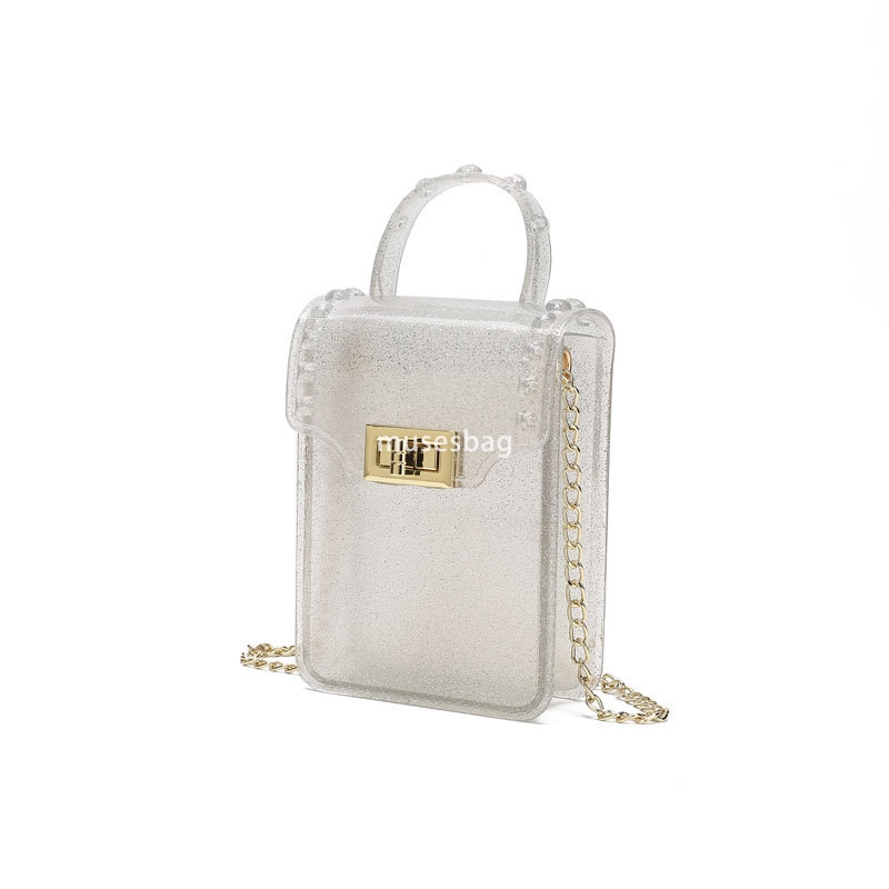 New handbag women's jelly summer transparent bag vertical mobile phone bag crossbody mini handbag novel jelly bag mini small bag