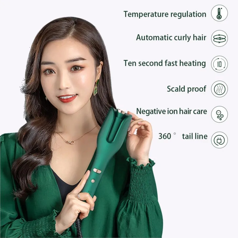 Hair Curler Button Curling Iron Negative ion Ceramic Rotating Wave Magic Hair Roller Spin Wand Hair Styling Tool 240530