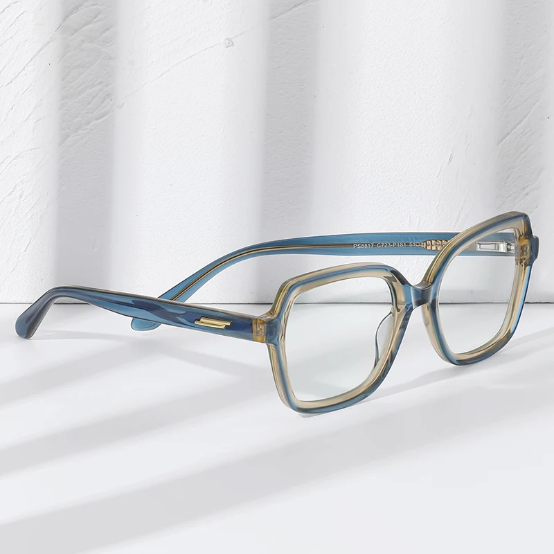 Gmei Optical Women Fashion Acetate Blue Light Blocking Computer Glasses Without Degrees Female Square Spectacles Frame PS8817 240530