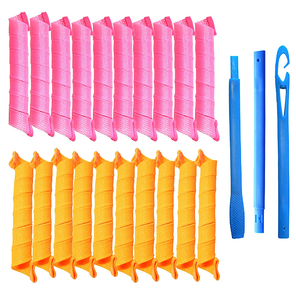 18PCS Hair Rollers 20/30/45/50/55cm Snail Shape Not Waveform Spiral Round Curls Hair Curler Soft Hair Curler Magic Hair Tools 240530
