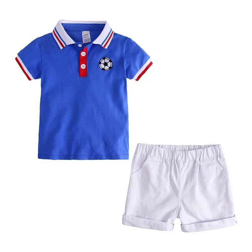 Polos Polos Summer vacation set for young children 2 polo shirts+shorts set cotton lightweight childrens holiday clothing set WX5.29