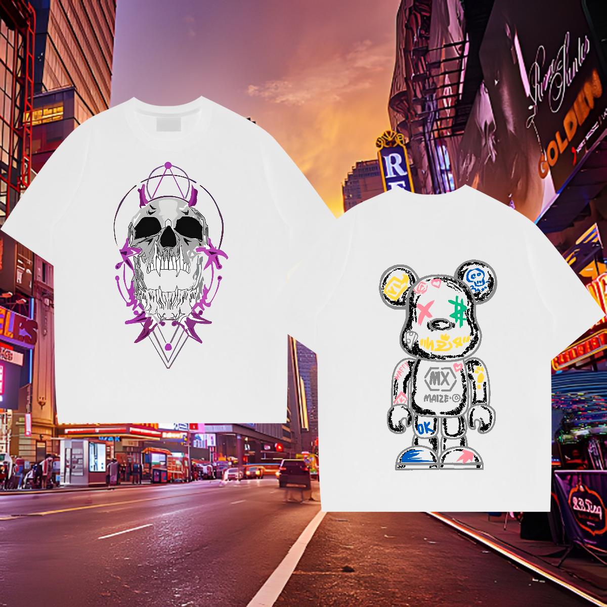 Customized T-Shirts for Men Black Oversized Men Clothes T-Shirt Hip Hop Street Breathable Short Sleeve Loose Tshirts