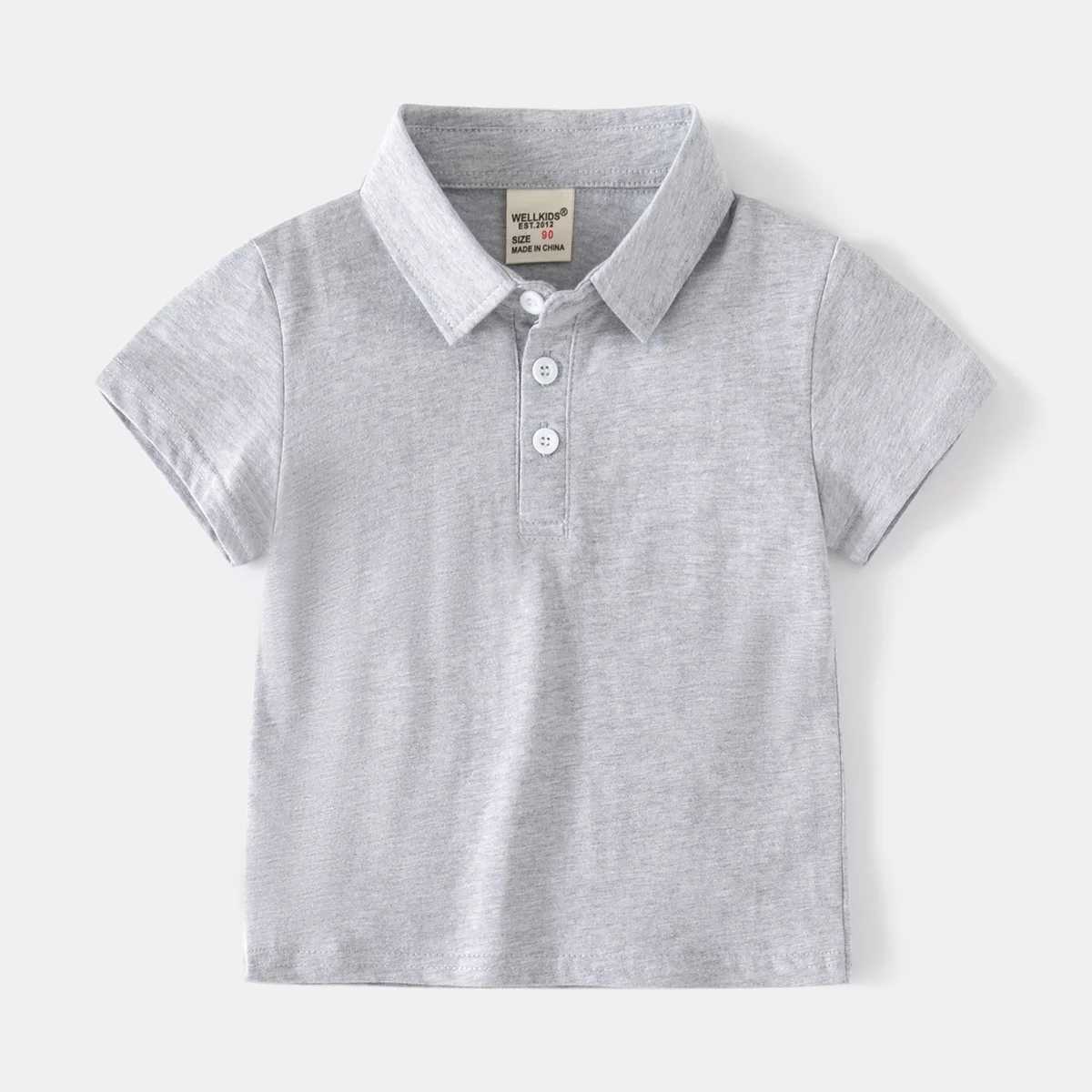 Polos Polos 2024 Summer New Boys Solid Color Short Size 7 T-shirt Casual Breathable Cotton Polo Shirt Suitable for Children Aged 3-8 6 Colors WX5.29