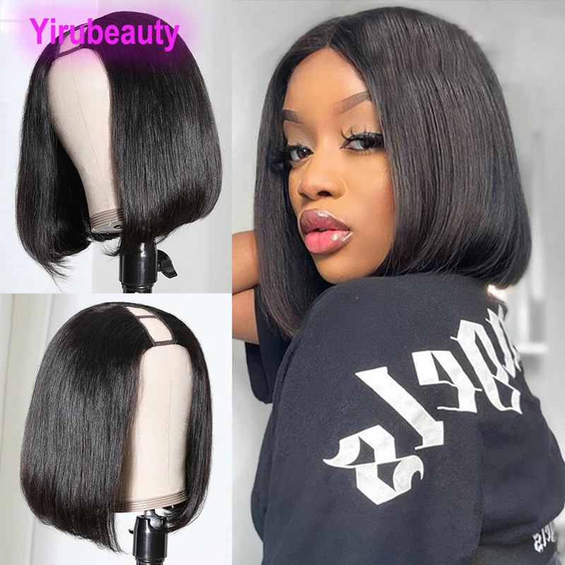 Brazilian Human Hair Mechanism U Part Bob Wigs Straight Peruvian Indian Virgin Hair Natural Color 10-16inch Capless Wig