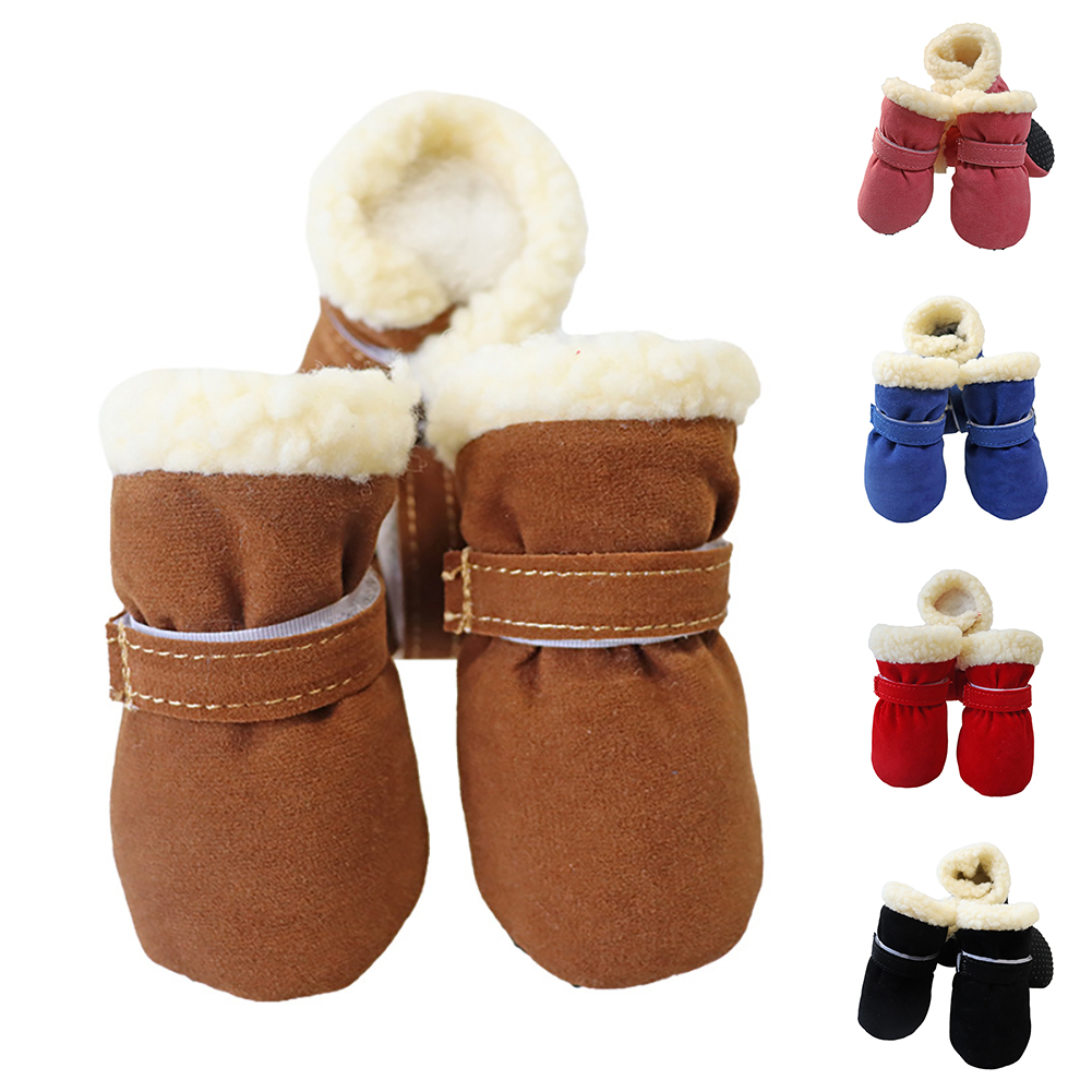 Dog Boots Dog Snow Boots With Anti-Slip Sole Soft Soled Shoes For Winter Small Medium Size Dogs Pack Of 4 Dog Boots