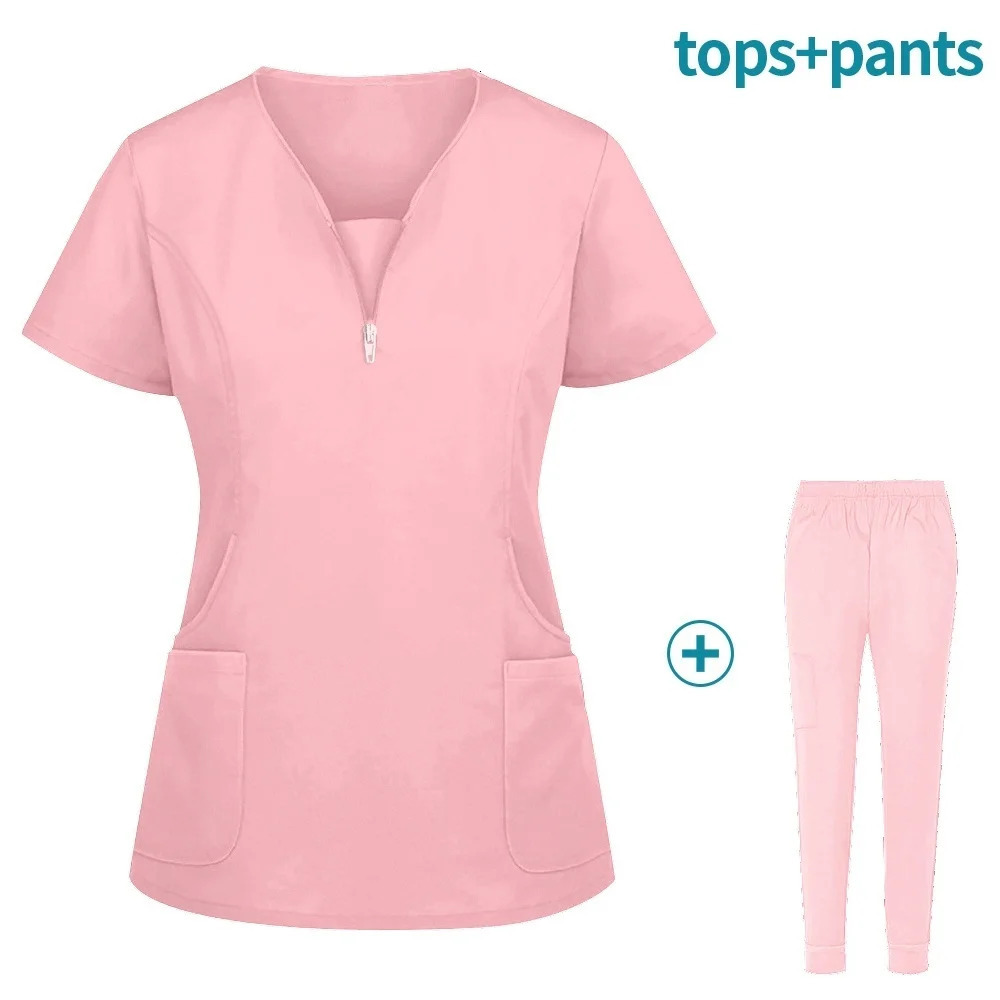 Nurse Beauty Salon Workwear Clinical Scrubs Top Pant Spa Doctor Nursing Tunic Suit Uniforms Woman Scrub Set y240530
