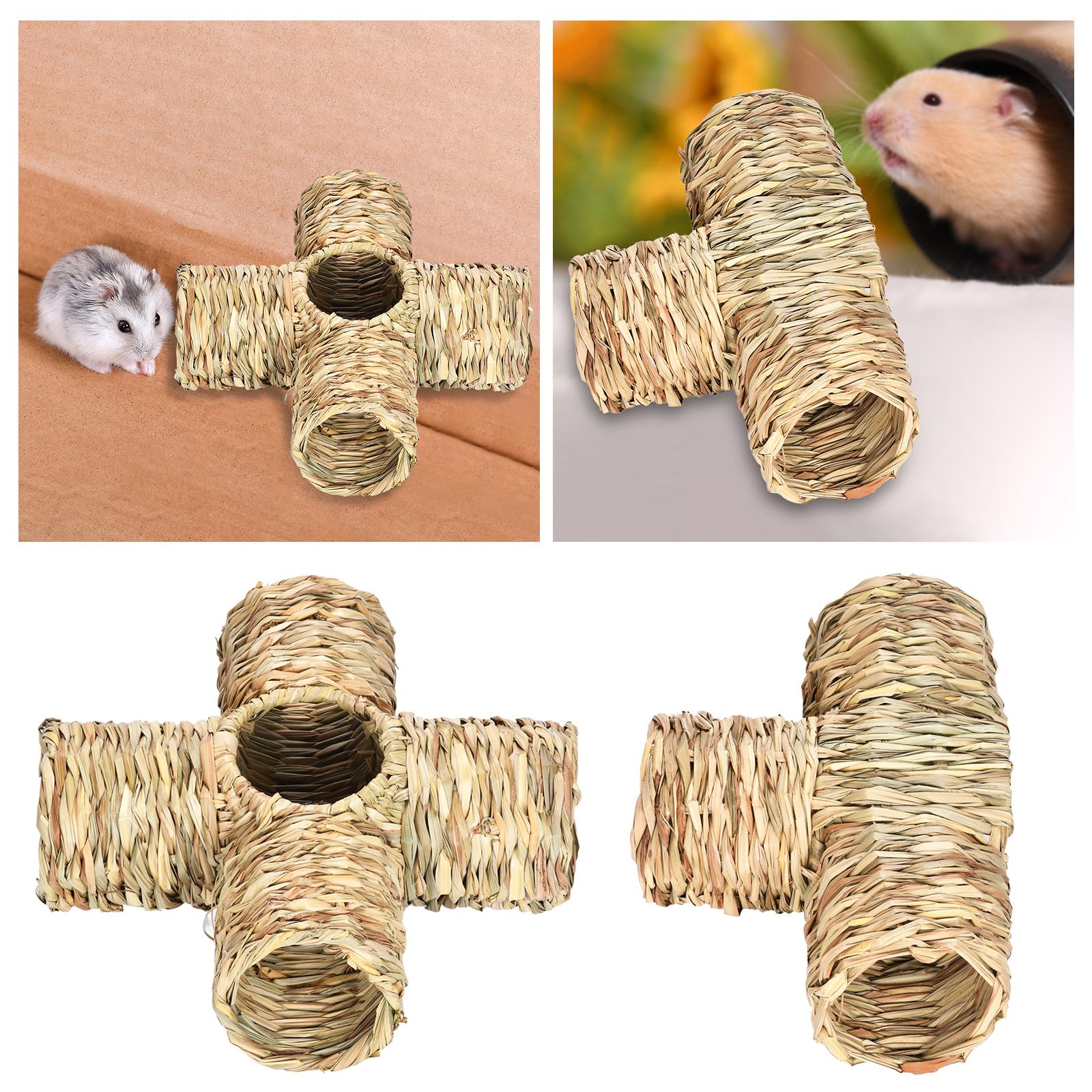 Hamster Grass Tunnel Nest Pet Supplies Play Toy Rabbit Tunnel Tube Straw House for Squirrel Mice Chinchilla Hedgehog Rats