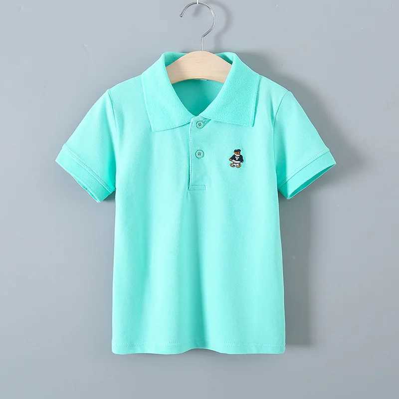 Polos Polos New Youth Polo Shirt 3-14 Year Old Summer Childrens T-shirt Baby Boy Short Seven Flip Collar Top Childrens T-shirt WX5.29