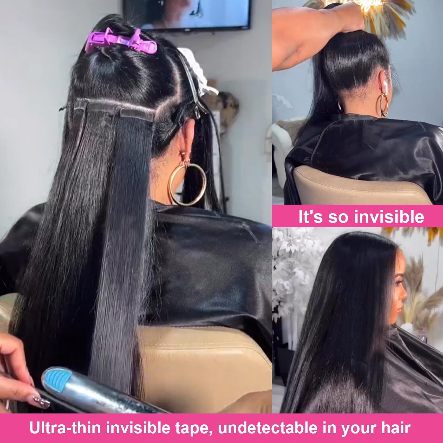 Tape In Kinky Straight Human Hair Extensions Brazilian Hair Adhesive Extensions Skin Weft Black Brown 100% Real Human Hair for Women 20pcs/lot