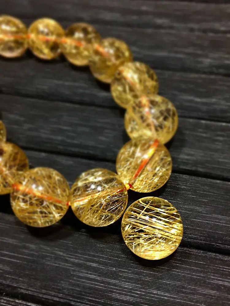 Original Natural Brazil Gold Rutilated Quartz Bracelet Rutile Super Flash Bracelet Girlfriends Gift Girlfriend Gift Ornament 240528