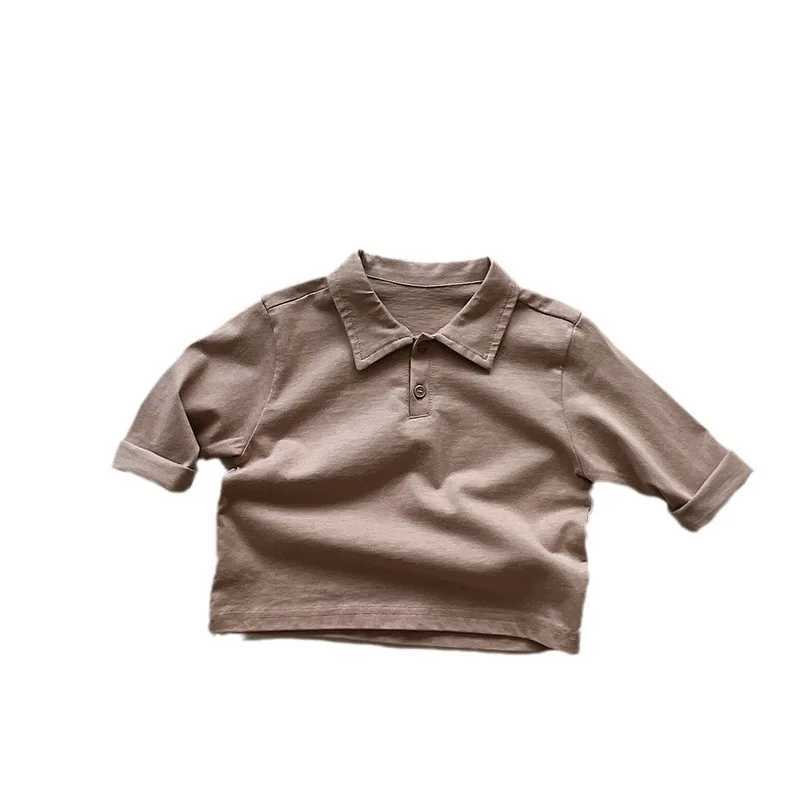 Polos Polos 2024 Spring New Childrens Baby Boys Casual Clothing Childrens Solid Polo Neck T-shirt Childrens All Seven Clothes 6M-6Y WX5.29
