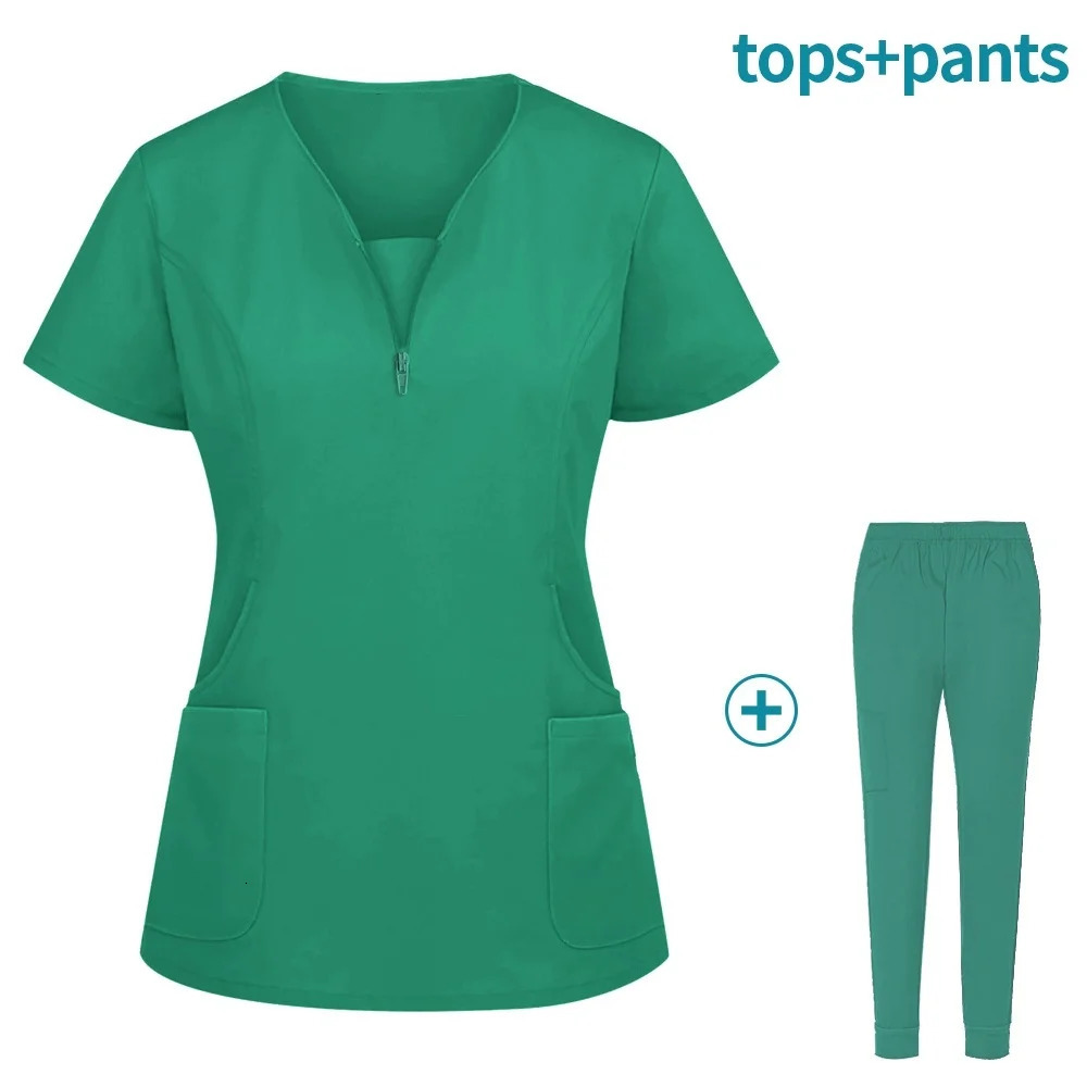 Nurse Beauty Salon Workwear Clinical Scrubs Top Pant Spa Doctor Nursing Tunic Suit Uniforms Woman Scrub Set y240530